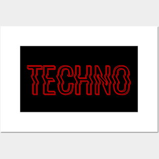 TECHNO MUSIC - FOR TECHNO LOVERS ELECTRIC RED EDITION Posters and Art